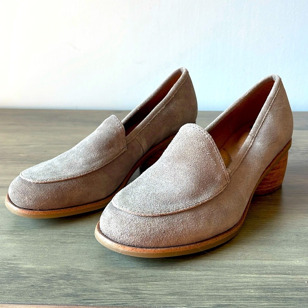 Sofft, Cassia loafer, size 7, taupe brown suede leather block heel loafers
